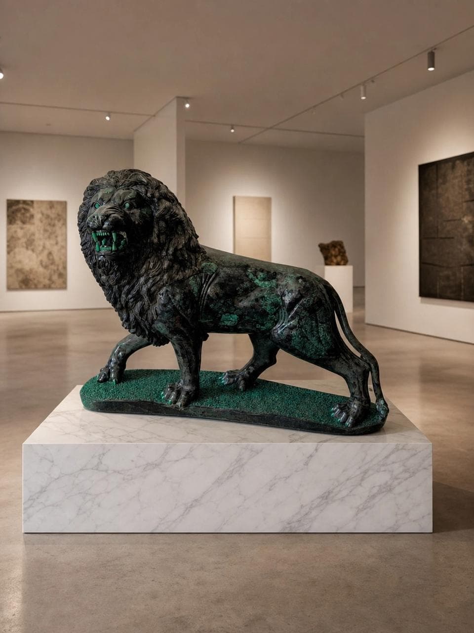 Lion on display in a gallery